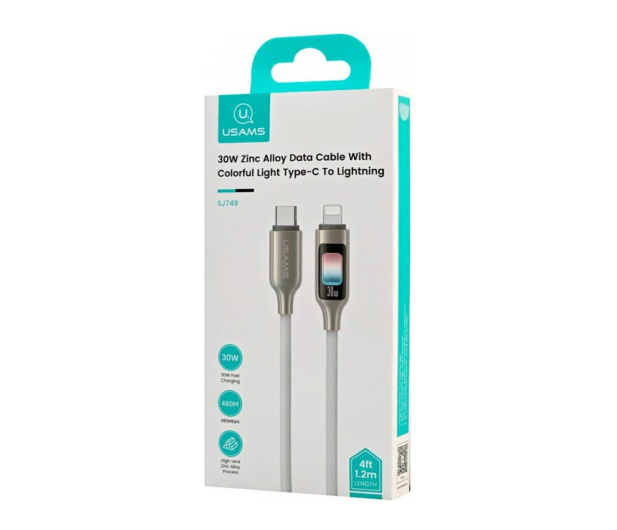 USAMS Kabel 30W USB-C do Lightning 1,2 m tytanowy - 1569107 - zdjęcie 4